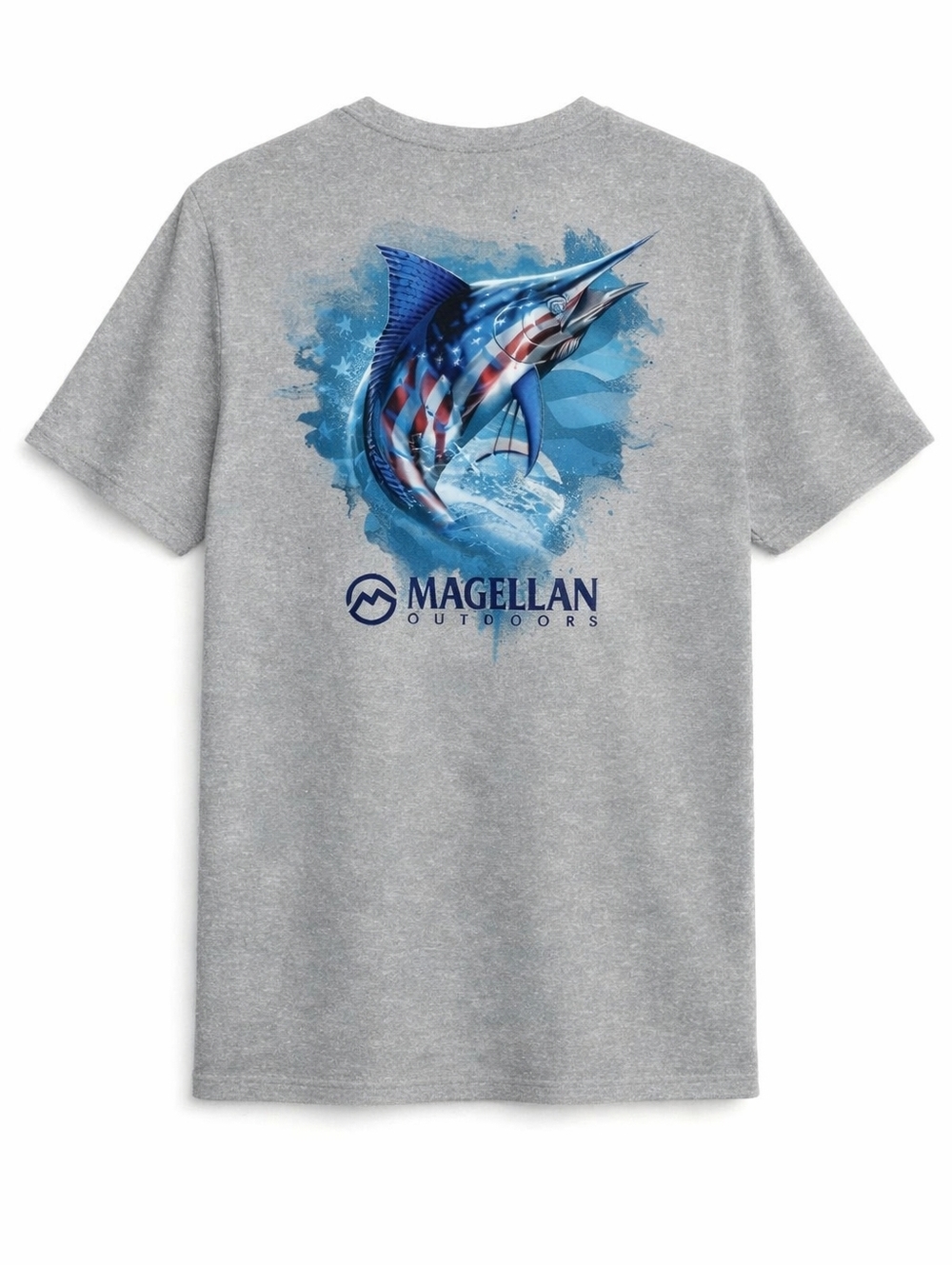 Magellan Boys Star Splash Marlin American Flag Grey T-Shirt Tee Kids XL Fishcore